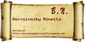 Bercsinszky Ninetta névjegykártya